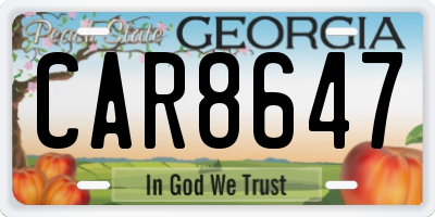 GA license plate CAR8647