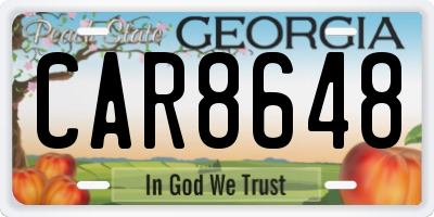 GA license plate CAR8648