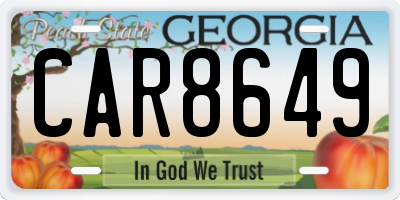 GA license plate CAR8649