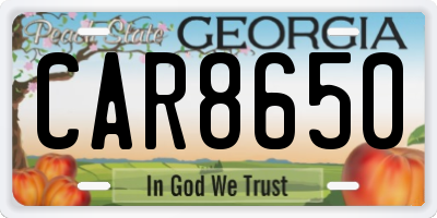 GA license plate CAR8650