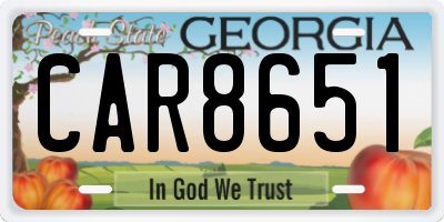 GA license plate CAR8651