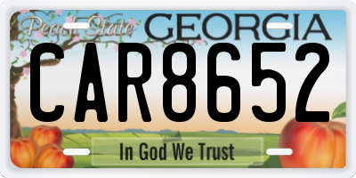 GA license plate CAR8652