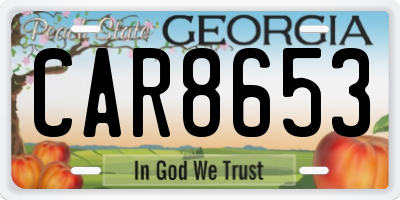 GA license plate CAR8653