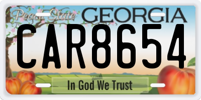 GA license plate CAR8654