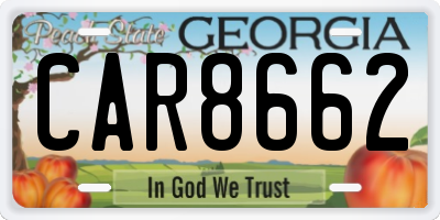 GA license plate CAR8662