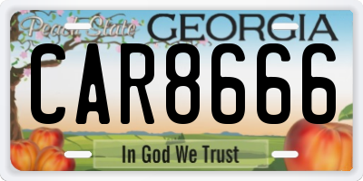 GA license plate CAR8666