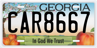 GA license plate CAR8667