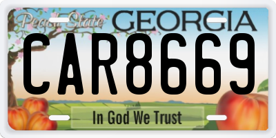 GA license plate CAR8669