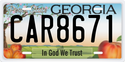 GA license plate CAR8671