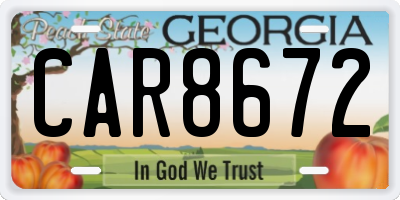 GA license plate CAR8672