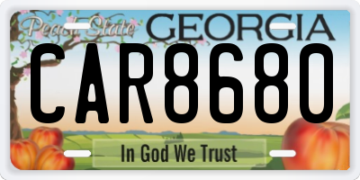 GA license plate CAR8680