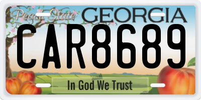 GA license plate CAR8689