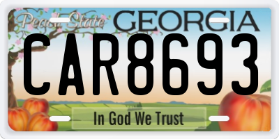 GA license plate CAR8693