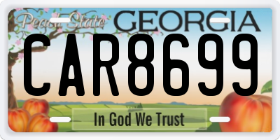 GA license plate CAR8699