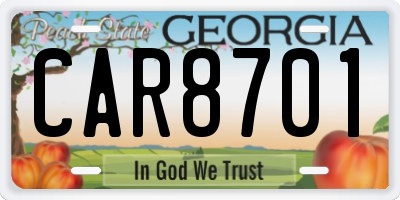 GA license plate CAR8701