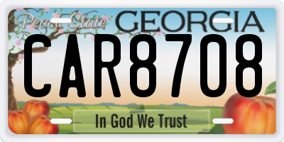 GA license plate CAR8708