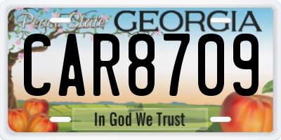 GA license plate CAR8709