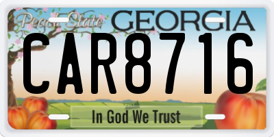 GA license plate CAR8716