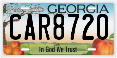 GA license plate CAR8720