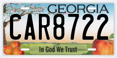 GA license plate CAR8722