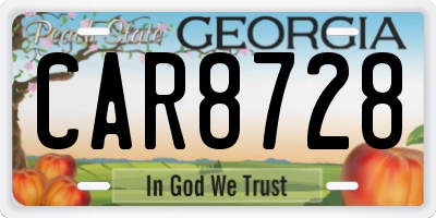 GA license plate CAR8728