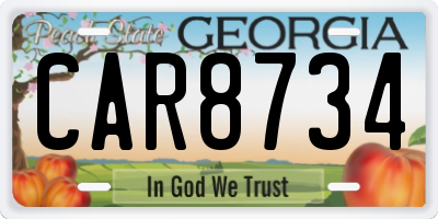 GA license plate CAR8734