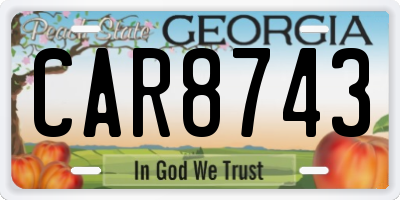 GA license plate CAR8743