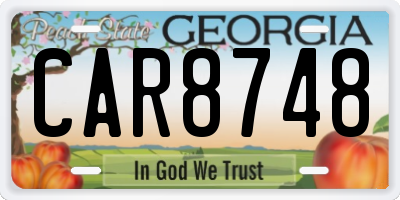 GA license plate CAR8748