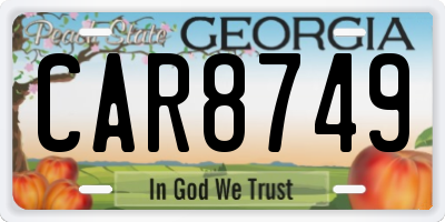 GA license plate CAR8749