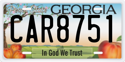 GA license plate CAR8751