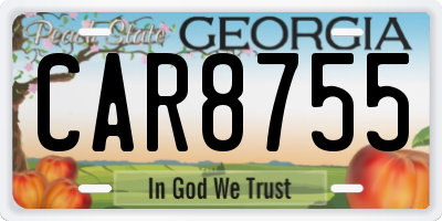 GA license plate CAR8755