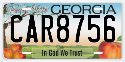 GA license plate CAR8756