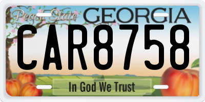 GA license plate CAR8758