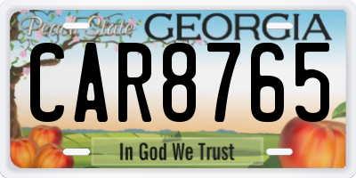 GA license plate CAR8765