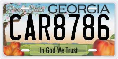 GA license plate CAR8786