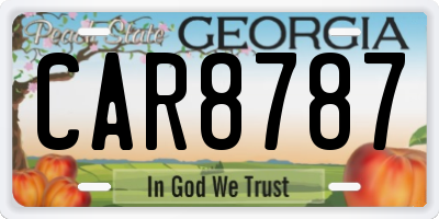 GA license plate CAR8787