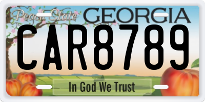 GA license plate CAR8789