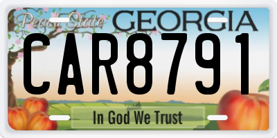 GA license plate CAR8791