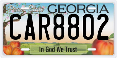 GA license plate CAR8802