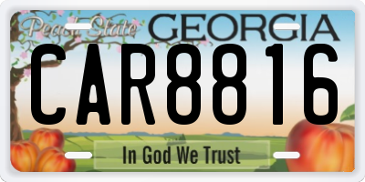 GA license plate CAR8816