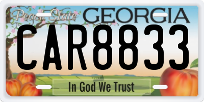 GA license plate CAR8833