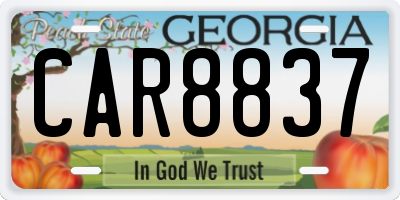 GA license plate CAR8837