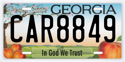 GA license plate CAR8849