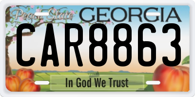 GA license plate CAR8863