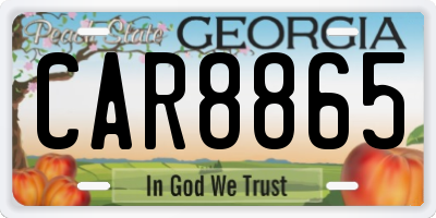 GA license plate CAR8865