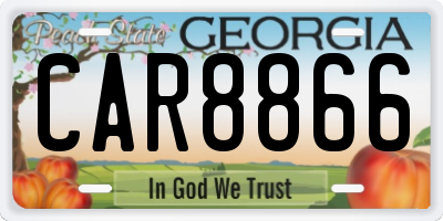 GA license plate CAR8866