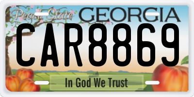 GA license plate CAR8869