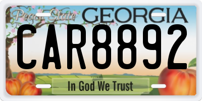 GA license plate CAR8892