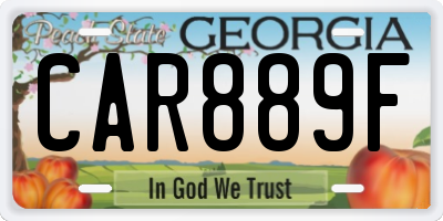 GA license plate CAR889F