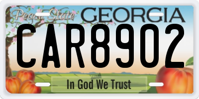 GA license plate CAR8902